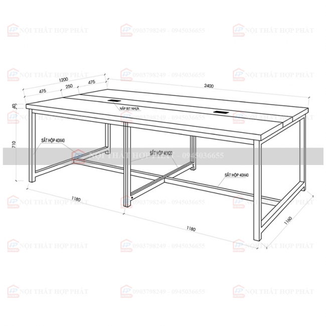 Bàn Họp Chân Sắt BHCS013