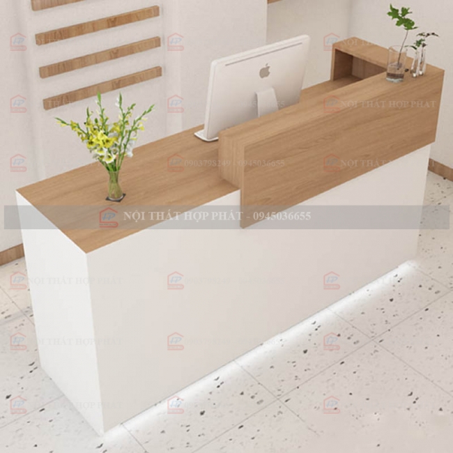 Quầy Lễ Tân Lệch QLTLG315 - Quầy Gỗ Hiện Đại, Quầy Thanh Toán, Quầy Thu Ngân, Trung Tâm Ngoại Ngữ
