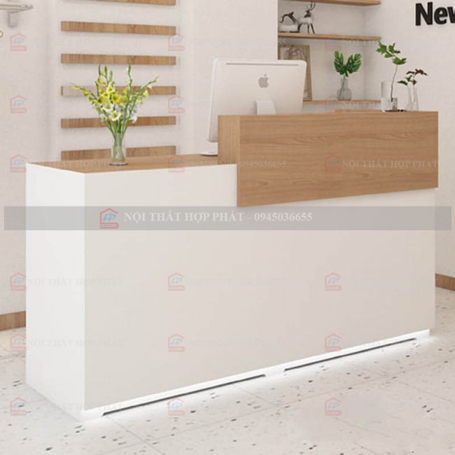 Quầy Lễ Tân Lệch QLTLG315 - Quầy Gỗ Hiện Đại, Quầy Thanh Toán, Quầy Thu Ngân, Trung Tâm Ngoại Ngữ