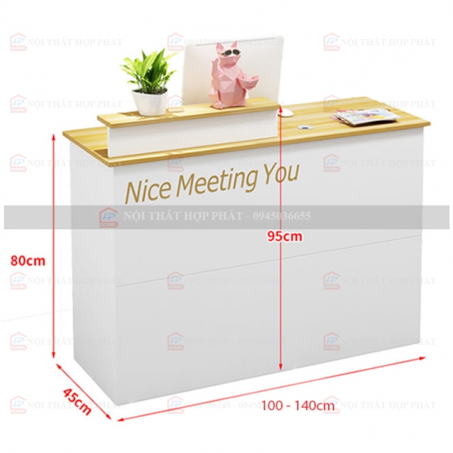 Quầy Lễ Tân Lệch QLTLG317 - Quầy Gỗ Hiện Đại, Quầy Thanh Toán, Quầy Thu Ngân, Trung Tâm Ngoại Ngữ