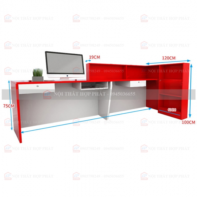 Quầy Lễ Tân Lệch QLTLG318 - Quầy Gỗ Hiện Đại, Quầy Thanh Toán, Quầy Thu Ngân, Trung Tâm Ngoại Ngữ