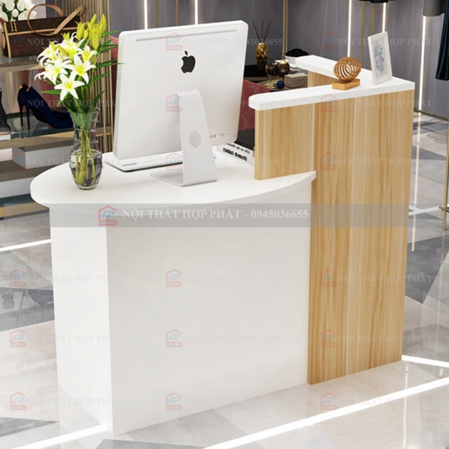 Quầy Lễ Tân Lệch QLTLG320 - Quầy Gỗ Hiện Đại, Quầy Thanh Toán, Quầy Thu Ngân, Trung Tâm Ngoại Ngữ