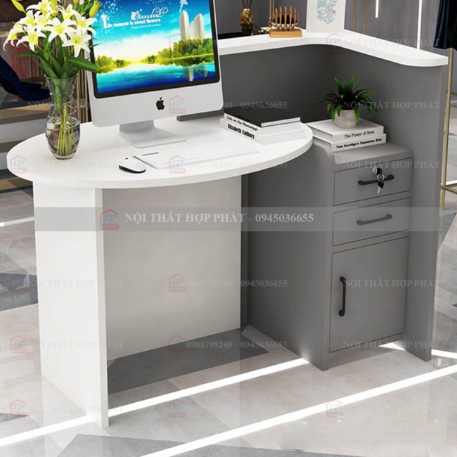 Quầy Lễ Tân Lệch QLTLG320 - Quầy Gỗ Hiện Đại, Quầy Thanh Toán, Quầy Thu Ngân, Trung Tâm Ngoại Ngữ