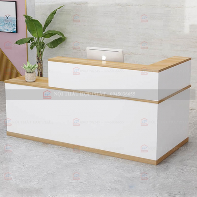 Quầy Lễ Tân Lệch QLTLG322 - Quầy Gỗ Hiện Đại, Quầy Thanh Toán, Quầy Thu Ngân, Trung Tâm Ngoại Ngữ