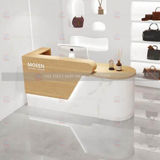 Quầy Lễ Tân Lệch QLTLG323 - Quầy Gỗ Hiện Đại, Quầy Thanh Toán, Quầy Thu Ngân, Trung Tâm Ngoại Ngữ