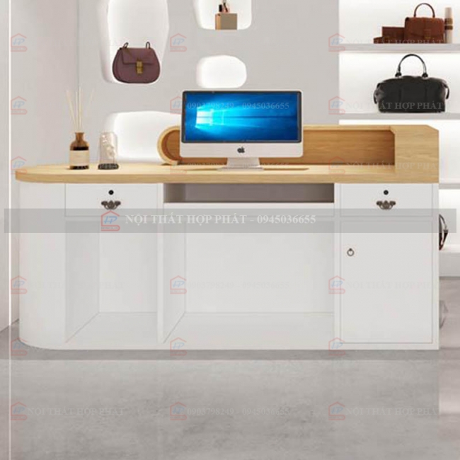 Quầy Lễ Tân Lệch QLTLG323 - Quầy Gỗ Hiện Đại, Quầy Thanh Toán, Quầy Thu Ngân, Trung Tâm Ngoại Ngữ