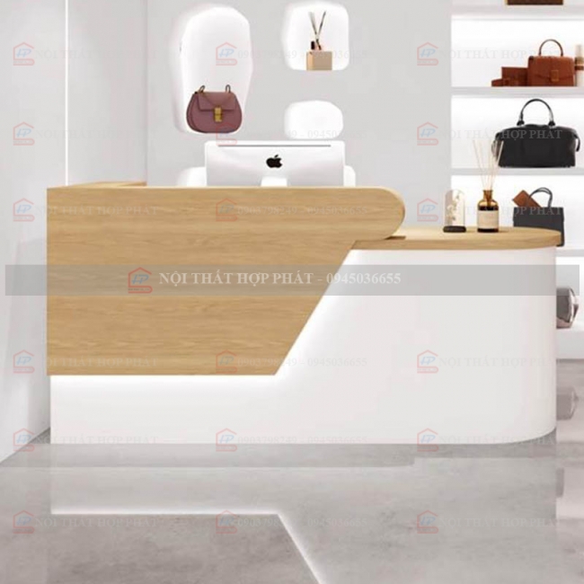 Quầy Lễ Tân Lệch QLTLG323 - Quầy Gỗ Hiện Đại, Quầy Thanh Toán, Quầy Thu Ngân, Trung Tâm Ngoại Ngữ