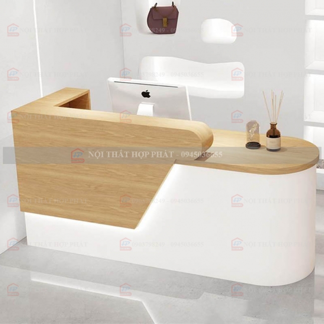 Quầy Lễ Tân Lệch QLTLG323 - Quầy Gỗ Hiện Đại, Quầy Thanh Toán, Quầy Thu Ngân, Trung Tâm Ngoại Ngữ