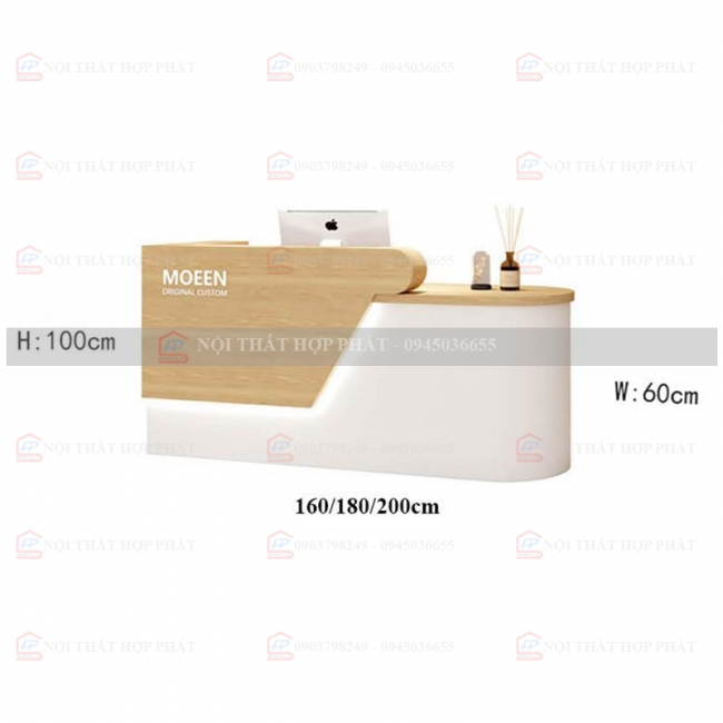 Quầy Lễ Tân Lệch QLTLG323 - Quầy Gỗ Hiện Đại, Quầy Thanh Toán, Quầy Thu Ngân, Trung Tâm Ngoại Ngữ