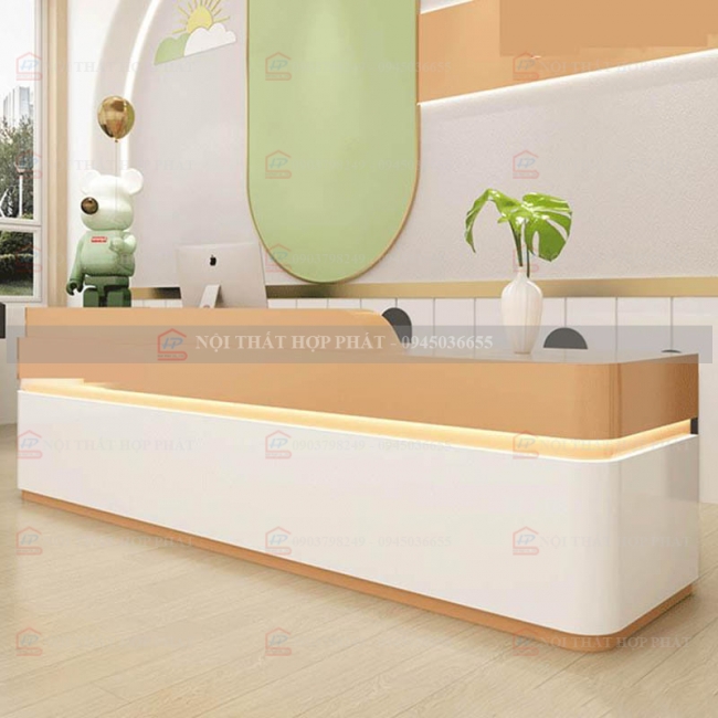 Quầy Lễ Tân Lệch QLTLG324 - Quầy Gỗ Hiện Đại, Quầy Thanh Toán, Quầy Thu Ngân, Trung Tâm Ngoại Ngữ