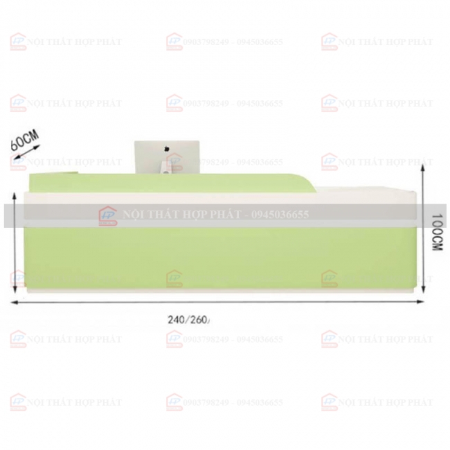 Quầy Lễ Tân Lệch QLTLG324 - Quầy Gỗ Hiện Đại, Quầy Thanh Toán, Quầy Thu Ngân, Trung Tâm Ngoại Ngữ