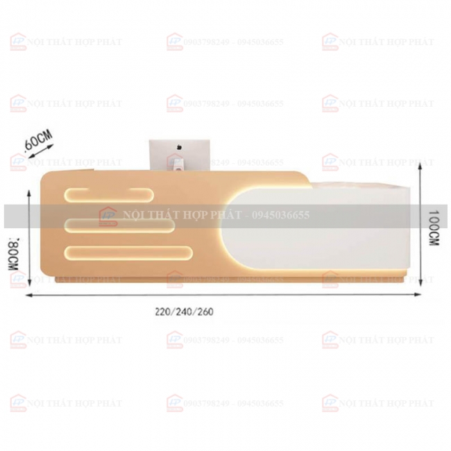 Quầy Lễ Tân Lệch QLTLG325 - Quầy Gỗ Hiện Đại, Quầy Thanh Toán, Quầy Thu Ngân, Trung Tâm Ngoại Ngữ