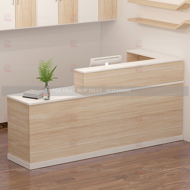 Quầy Lễ Tân Lệch QLTLG328 - Quầy Gỗ Hiện Đại, Quầy Thanh Toán, Quầy Thu Ngân, Trung Tâm Ngoại Ngữ