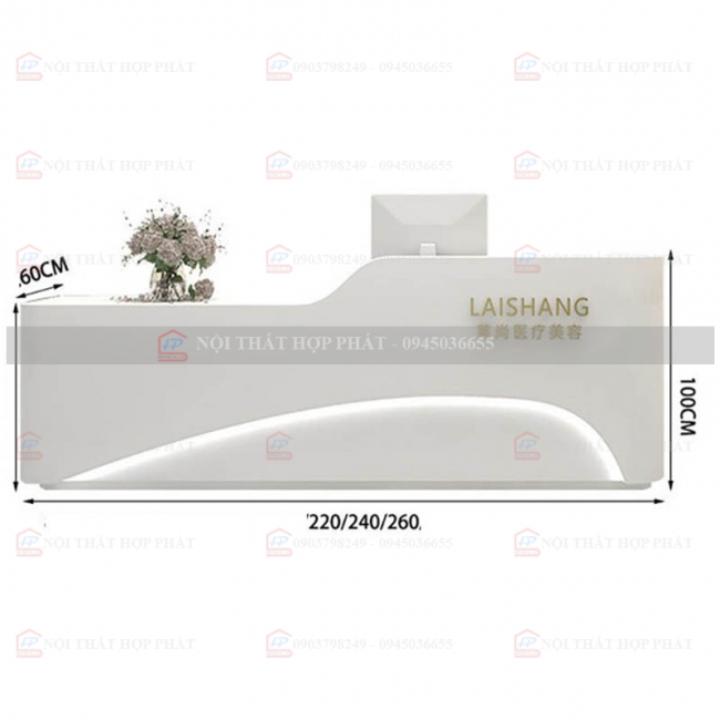 Quầy Lễ Tân Lệch QLTLG329 - Quầy Gỗ Hiện Đại, Quầy Thanh Toán, Quầy Thu Ngân, Trung Tâm Ngoại Ngữ