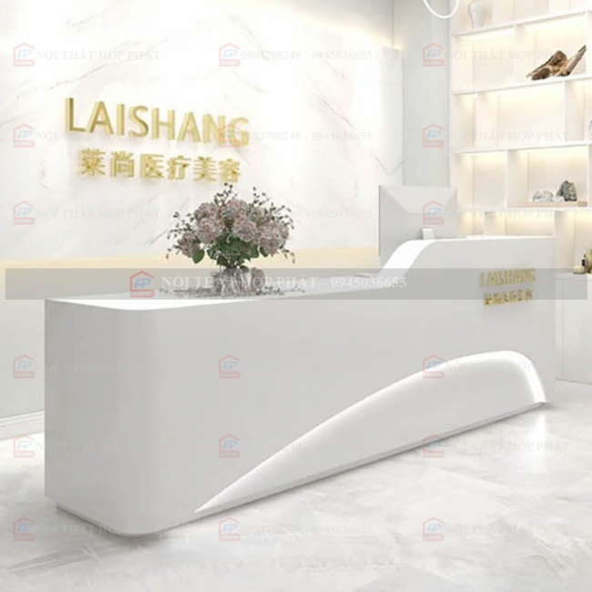 Quầy Lễ Tân Lệch QLTLG329 - Quầy Gỗ Hiện Đại, Quầy Thanh Toán, Quầy Thu Ngân, Trung Tâm Ngoại Ngữ