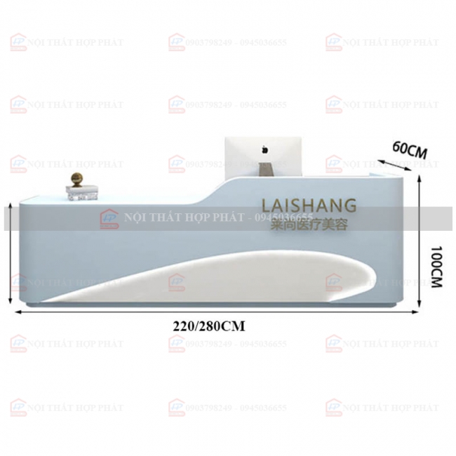 Quầy Lễ Tân Lệch QLTLG329 - Quầy Gỗ Hiện Đại, Quầy Thanh Toán, Quầy Thu Ngân, Trung Tâm Ngoại Ngữ
