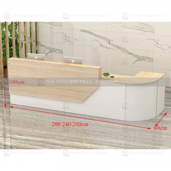 Quầy Lễ Tân Lệch QLTLG330 - Quầy Gỗ Hiện Đại, Quầy Thanh Toán, Quầy Thu Ngân, Trung Tâm Ngoại Ngữ