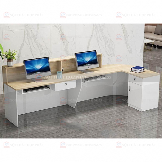 Quầy Lễ Tân Lệch QLTLG330 - Quầy Gỗ Hiện Đại, Quầy Thanh Toán, Quầy Thu Ngân, Trung Tâm Ngoại Ngữ
