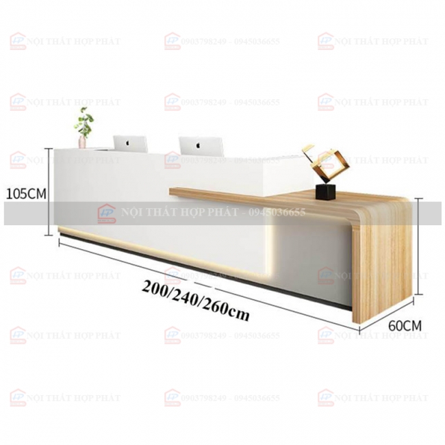 Quầy Lễ Tân Lệch QLTLG332 - Quầy Gỗ Hiện Đại, Quầy Thanh Toán, Quầy Thu Ngân, Trung Tâm Ngoại Ngữ