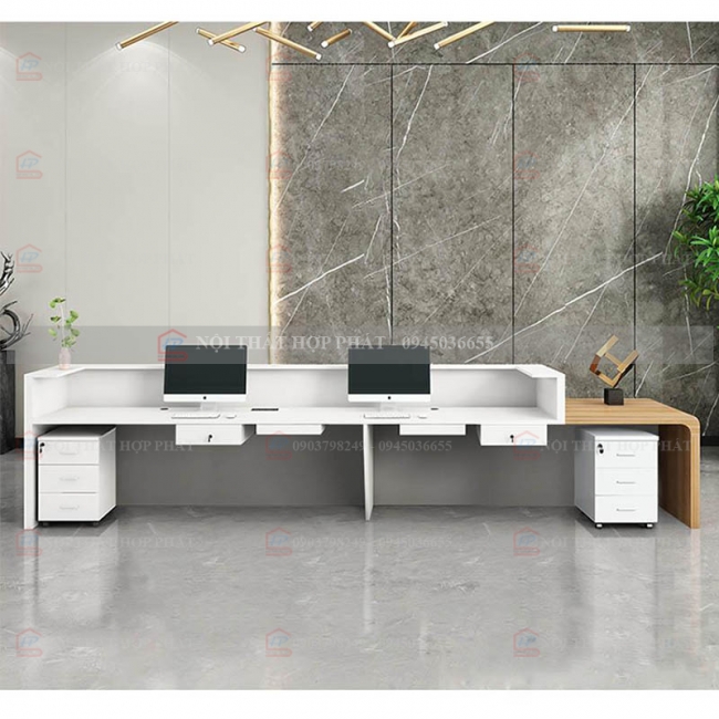 Quầy Lễ Tân Lệch QLTLG332 - Quầy Gỗ Hiện Đại, Quầy Thanh Toán, Quầy Thu Ngân, Trung Tâm Ngoại Ngữ