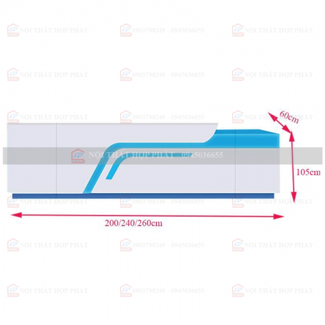 Quầy Lễ Tân Lệch QLTLG333 - Quầy Gỗ Hiện Đại, Quầy Thanh Toán, Quầy Thu Ngân, Trung Tâm Ngoại Ngữ