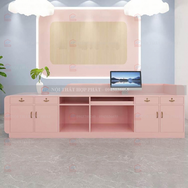 Quầy Lễ Tân Lệch QLTLG334 - Quầy Gỗ Hiện Đại, Quầy Thanh Toán, Quầy Thu Ngân, Trung Tâm Ngoại Ngữ