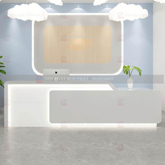 Quầy Lễ Tân Lệch QLTLG334 - Quầy Gỗ Hiện Đại, Quầy Thanh Toán, Quầy Thu Ngân, Trung Tâm Ngoại Ngữ