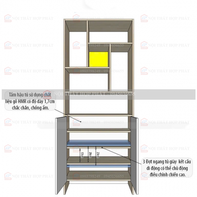 Tủ Giầy Hiện Đại Gỗ TGG025